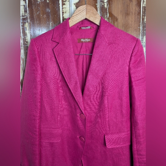 MaxMara Studio Italian Linen Blazer – Fuchsia Tailored Jacket – XXS/XS - Picture 5 of 13
